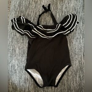 Janie and Jack Baby bathing suit black and white ruffle